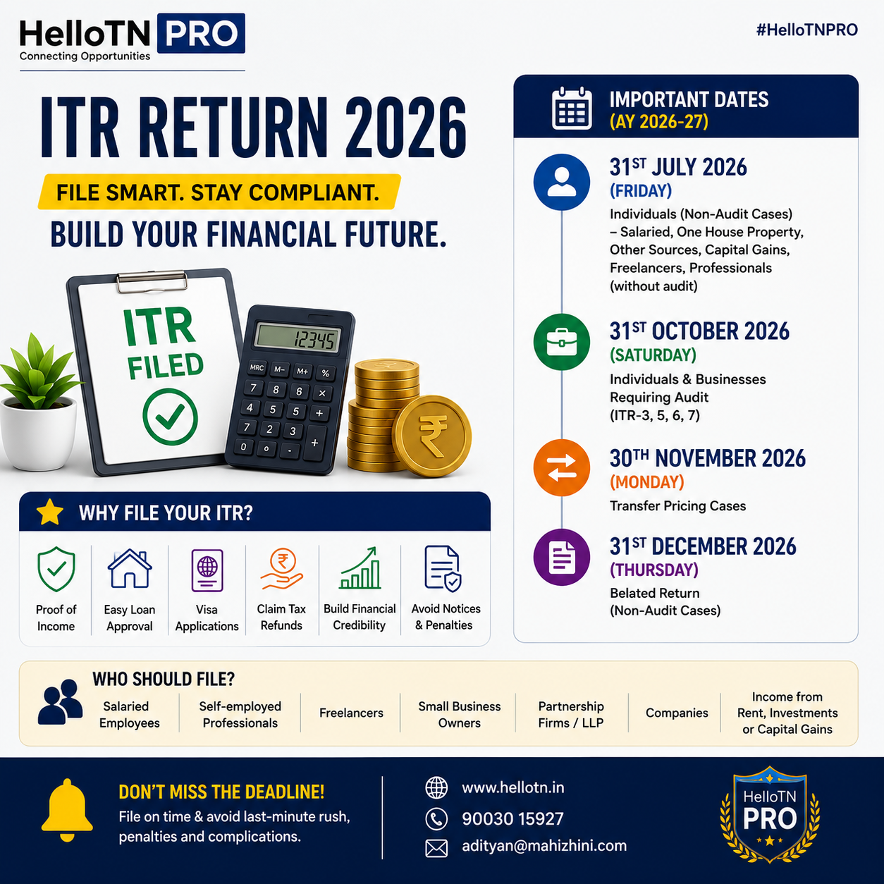 📢 Income Tax Return (ITR) Filing 2026 – What Every Individual & Small Business Should Know